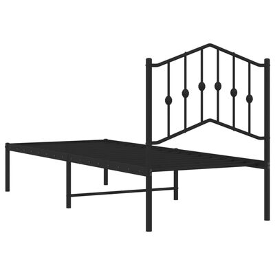 vidaXL Estrutura de cama metal s/ colchão c/ cabeceira 75x190 cm preto