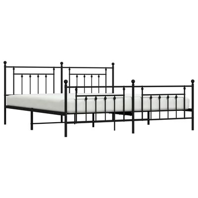 vidaXL Estrutura de cama com cabeceira e pés 200x200 cm metal preto