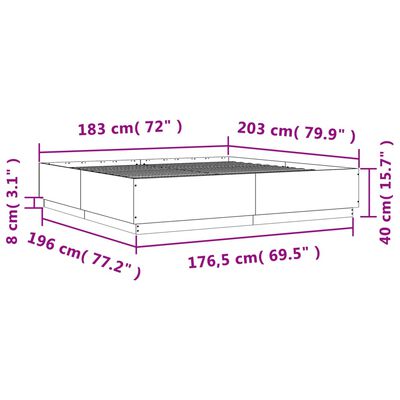 vidaXL Estrutura de cama 180x200 cm derivados madeira carvalho sonoma