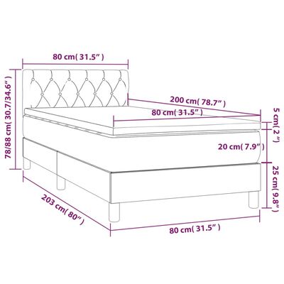 vidaXL Cama com molas/colchão 80x200 cm tecido castanho-acinzentado