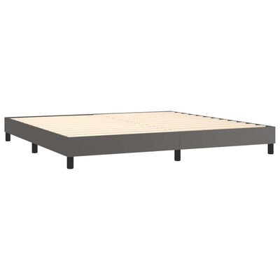 vidaXL Cama box spring c/ colchão/LED 200x200cm couro artificial cinza