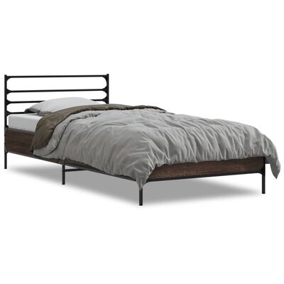 vidaXL Estrutura de cama derivados de madeira/metal carvalho castanho