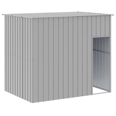 vidaXL Casota cães c/ parque 214x457x181 cm aço galvaniz. cinza-claro