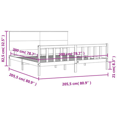 vidaXL Estrutura cama c/ cabeceira 200x200cm maciço castanho-mel