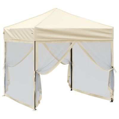 vidaXL Tenda para festas dobrável com paredes laterais 2x2 m creme