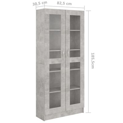 vidaXL Armário vitrine 82,5x30,5x185,5cm derivados madeira cinzento