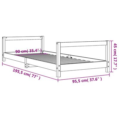 vidaXL Estrutura de cama infantil 90x190 cm pinho maciço branco