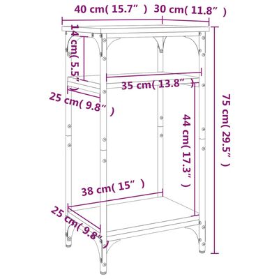 vidaXL Mesa de apoio 40x30x75 cm derivados madeira carvalho castanho