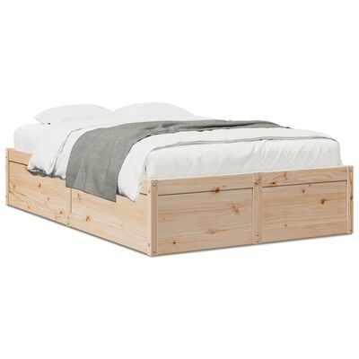 vidaXL Cama sem colchão 135x190 cm madeira de pinho maciça