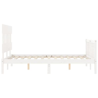 vidaXL Estrutura de cama com cabeceira 120x200cm madeira maciça branco