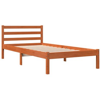 vidaXL Cama sem colchão 75x190 cm madeira de pinho maciça castanho-mel