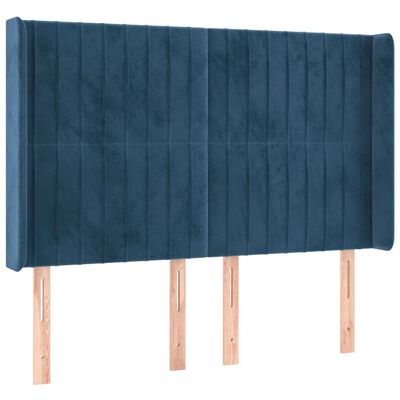 vidaXL Cama box spring c/ colchão/LED 140x190 cm veludo azul-escuro