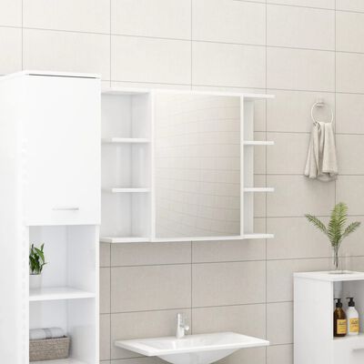 vidaXL 3 pcs conj. móveis casa de banho contraplacado branco brilhante