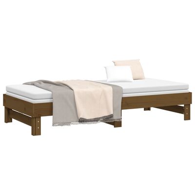 vidaXL Sofá-cama de puxar 2x(100x200) cm pinho maciço castanho-mel