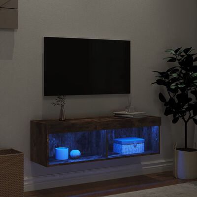 vidaXL Móvel de TV com luzes LED 100x30x30 cm carvalho fumado