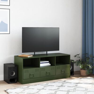 vidaXL Móvel de TV 99x39x44 aço verde azeitona