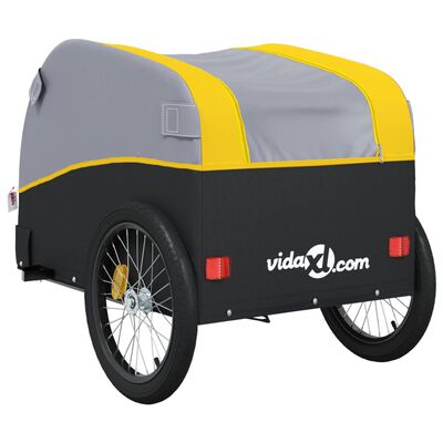 vidaXL Reboque para bicicleta 45 kg ferro preto e amarelo