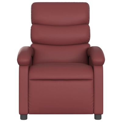 vidaXL Poltrona massagens reclin. elétrica couro artif. vermelho-tinto