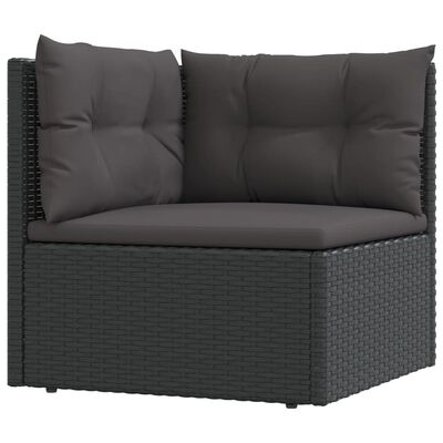 vidaXL 8 pcs conjunto lounge de jardim c/ almofadões vime PE preto