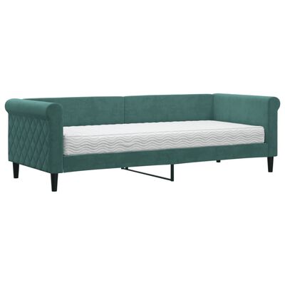 vidaXL Sofá-cama com colchão 80x200 cm veludo verde-escuro