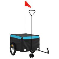 vidaXL Reboque para bicicleta 45 kg ferro preto e azul