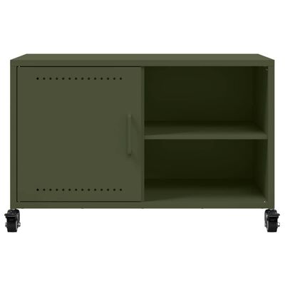 vidaXL Móvel de TV 68x39x43,5 cm aço verde azeitona