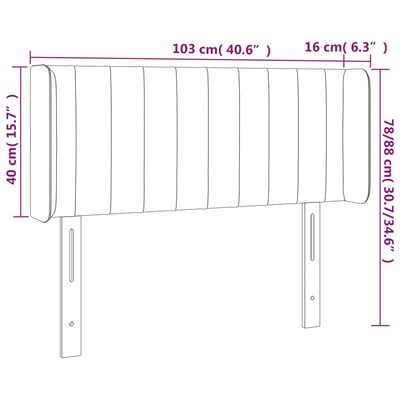 vidaXL Cabeceira de cama c/ abas veludo 103x16x78/88 cm preto