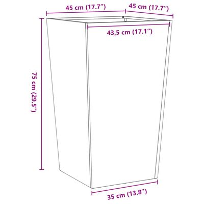 vidaXL Vaso/floreira de jardim 2 pcs 45x45x75 cm aço galvanizado