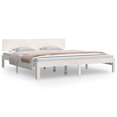 vidaXL Estrutura de cama super king pinho maciço 180x200 cm branco