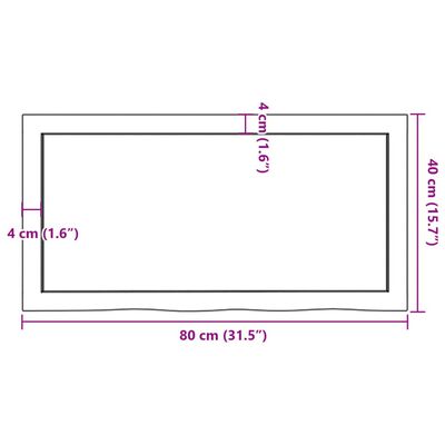 vidaXL Bancada p/ WC 80x40x(2-6)cm madeira tratada maciça castanho