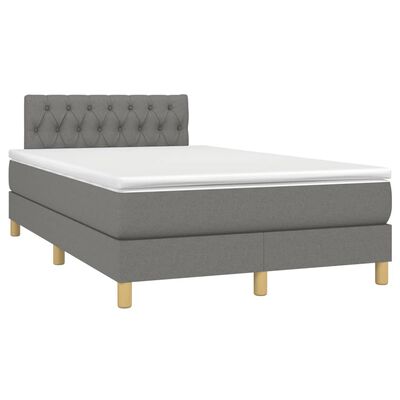 vidaXL Cama box spring c/ colchão e LED 120x190 cm tecido cinza-escuro