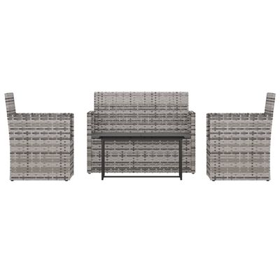 vidaXL 4 pcs conjunto lounge exterior c/ almofadões vime PE cinzento