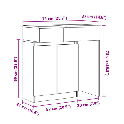 vidaXL Toucador com LED 115x37x110,5 cm cinzento cimento