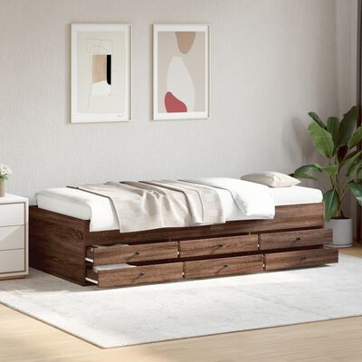 vidaXL Sofá-cama com gavetas sem colchão 75x190 cm carvalho castanho