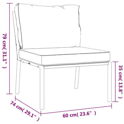 vidaXL 6 pcs conjunto lounge de jardim aço c/ almofadões cinzentos