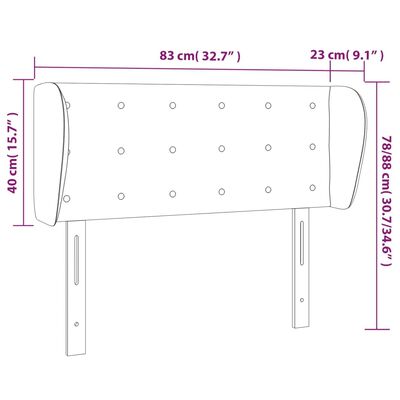 vidaXL Cabeceira de cama c/ abas tecido 83x23x78/88 cm cinzento-claro