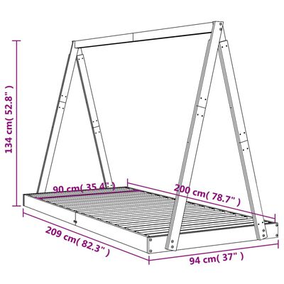 vidaXL Estrutura de cama infantil 90x200 cm pinho maciço branco