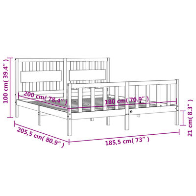 vidaXL Estrutura cama Super King Size c/ cabeceira madeira branco