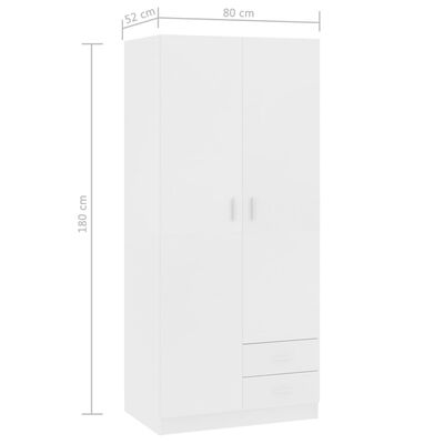 vidaXL Roupeiro 80x52x180 cm derivados de madeira branco