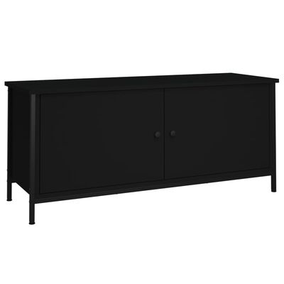 vidaXL Móvel para TV c/ portas 102x35x45 cm derivados de madeira preto