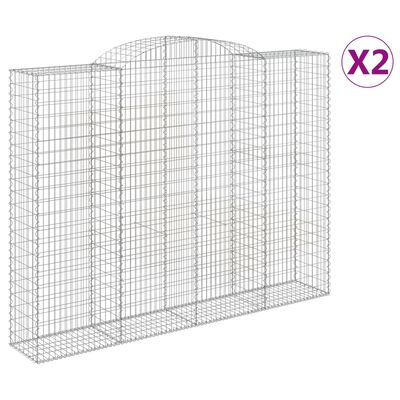 vidaXL Cestos gabião arqueados 2pcs 300x50x220/240cm ferro galvanizado