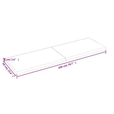 vidaXL Tampo de mesa 200x60x(2-6) cm carvalho maciço não tratado