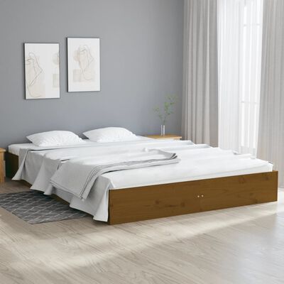 vidaXL Estrutura de cama 120x200 cm madeira maciça castanho mel