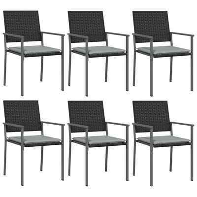 vidaXL 7 pcs conjunto de jantar p/ jardim c/ almofadões vime PE e aço