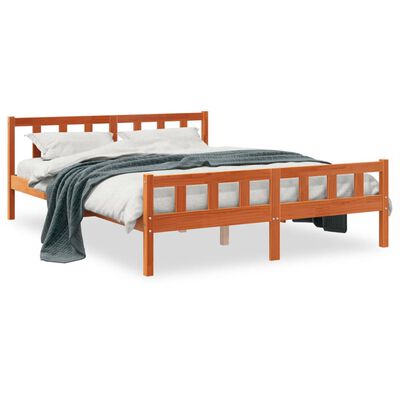 vidaXL Cama sem colchão 150x200 cm madeira pinho maciça castanho-mel