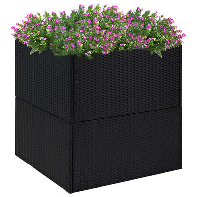 vidaXL Vaso/floreira de jardim 80x80x80 cm vime PE preto