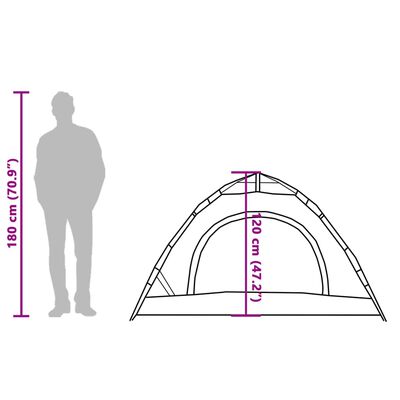 vidaXL Tenda de campismo 2 pessoas libertação rápida cinzento/laranja