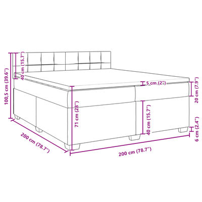 vidaXL Cama com molas/colchão 200x200 cm tecido cinza-claro