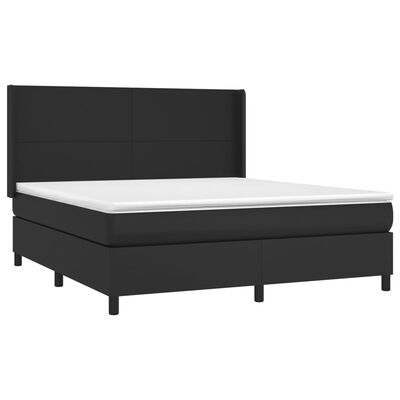 vidaXL Cama com molas/colchão 180x200 cm couro artificial preto