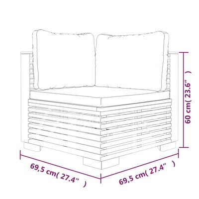 vidaXL 5 pcs conjunto lounge jardim c/ almofadões madeira teca maciça